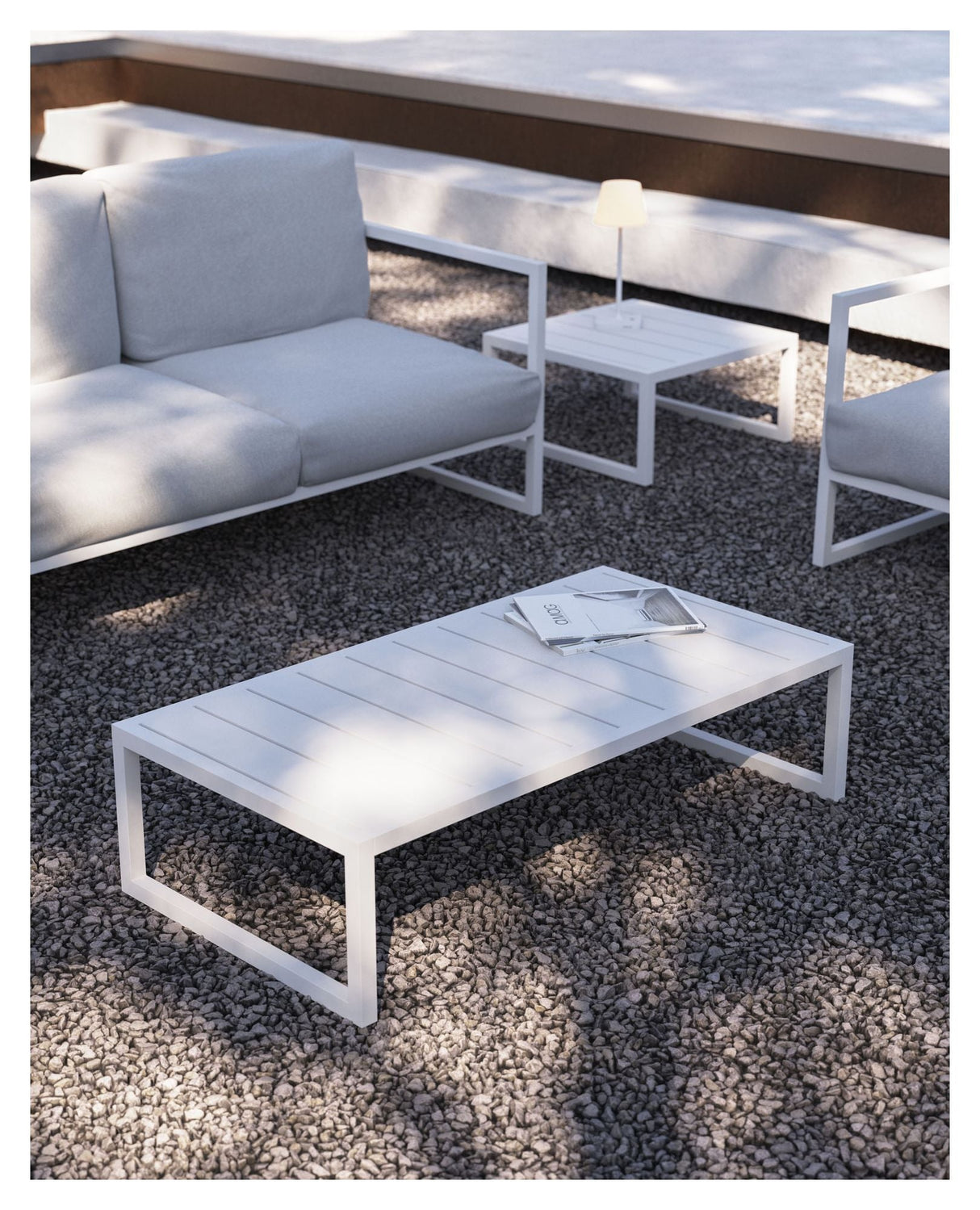 Comova Lounge Tabell 60x114, White Aluminium