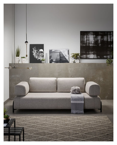 COMPO 3-sits soffa med armstöd, beige