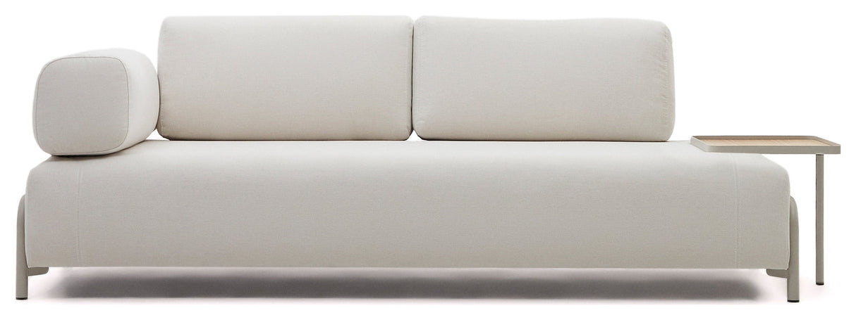 COMPO 3-PERS. Soffa med ekbricka, beige chenille