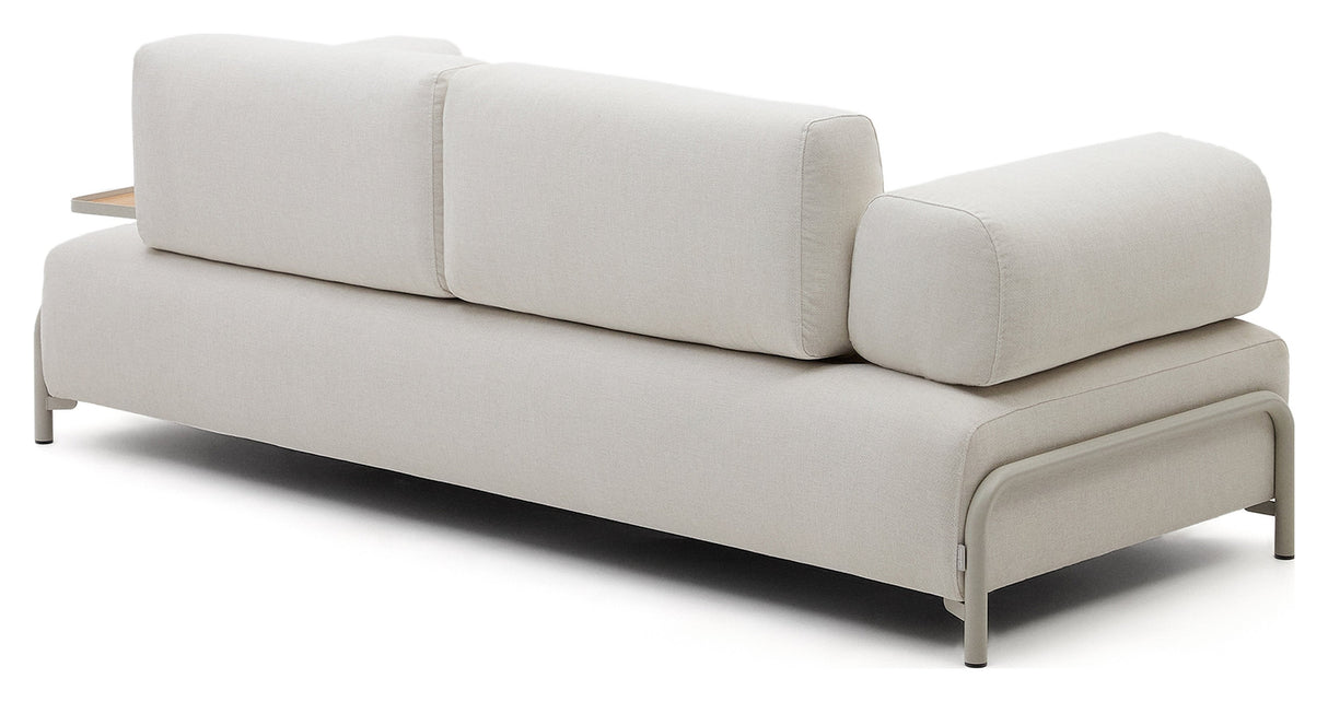 COMPO 3-PERS. Soffa med ekbricka, beige chenille