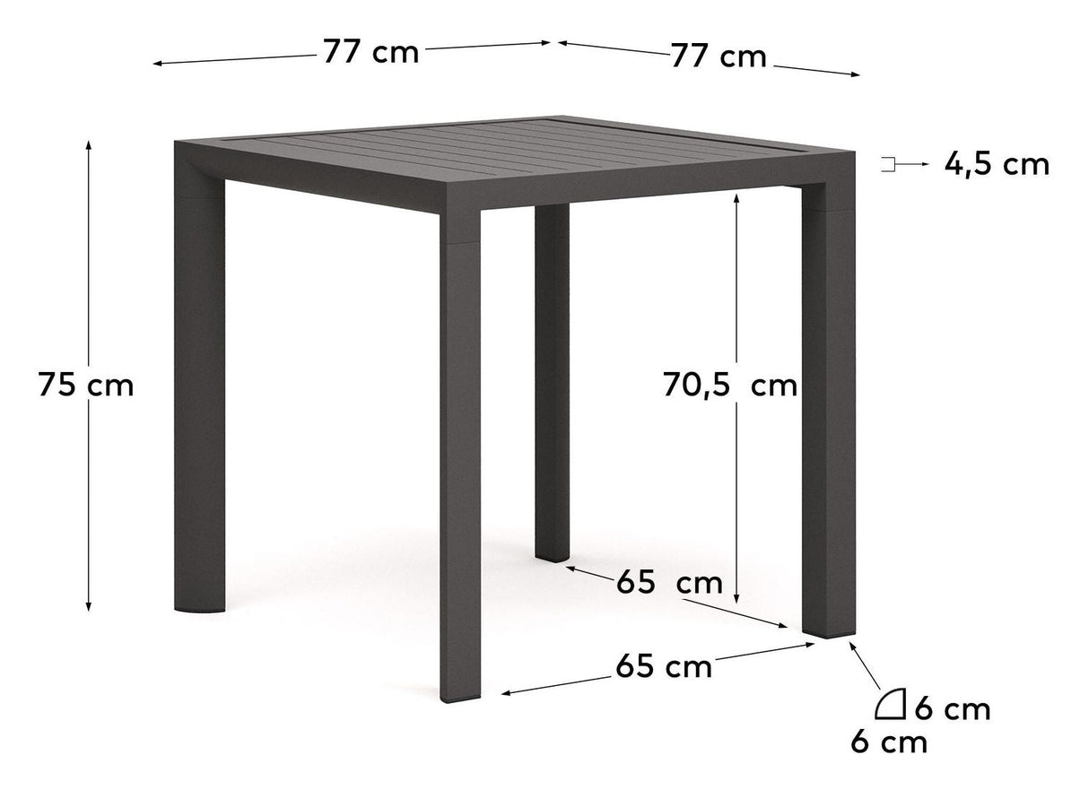 Culip Garden Table, Grey Alu, 77x77