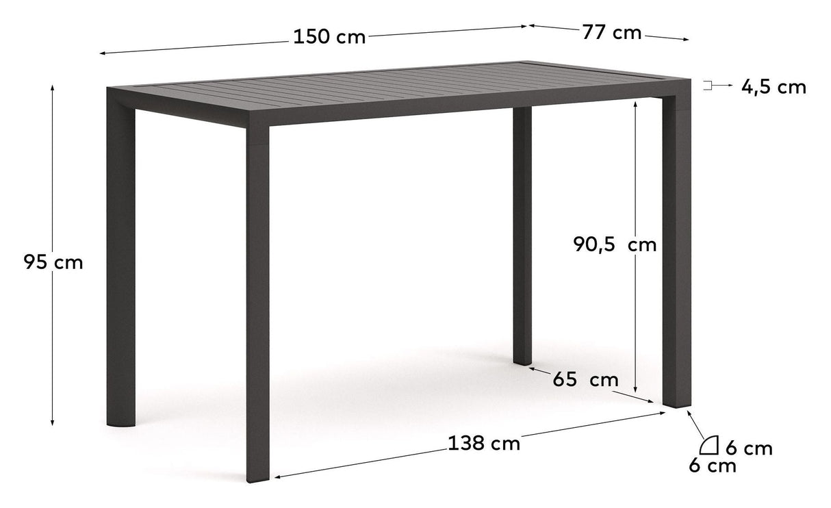 Culip Garden Table, Grey Alu, 95x77x150