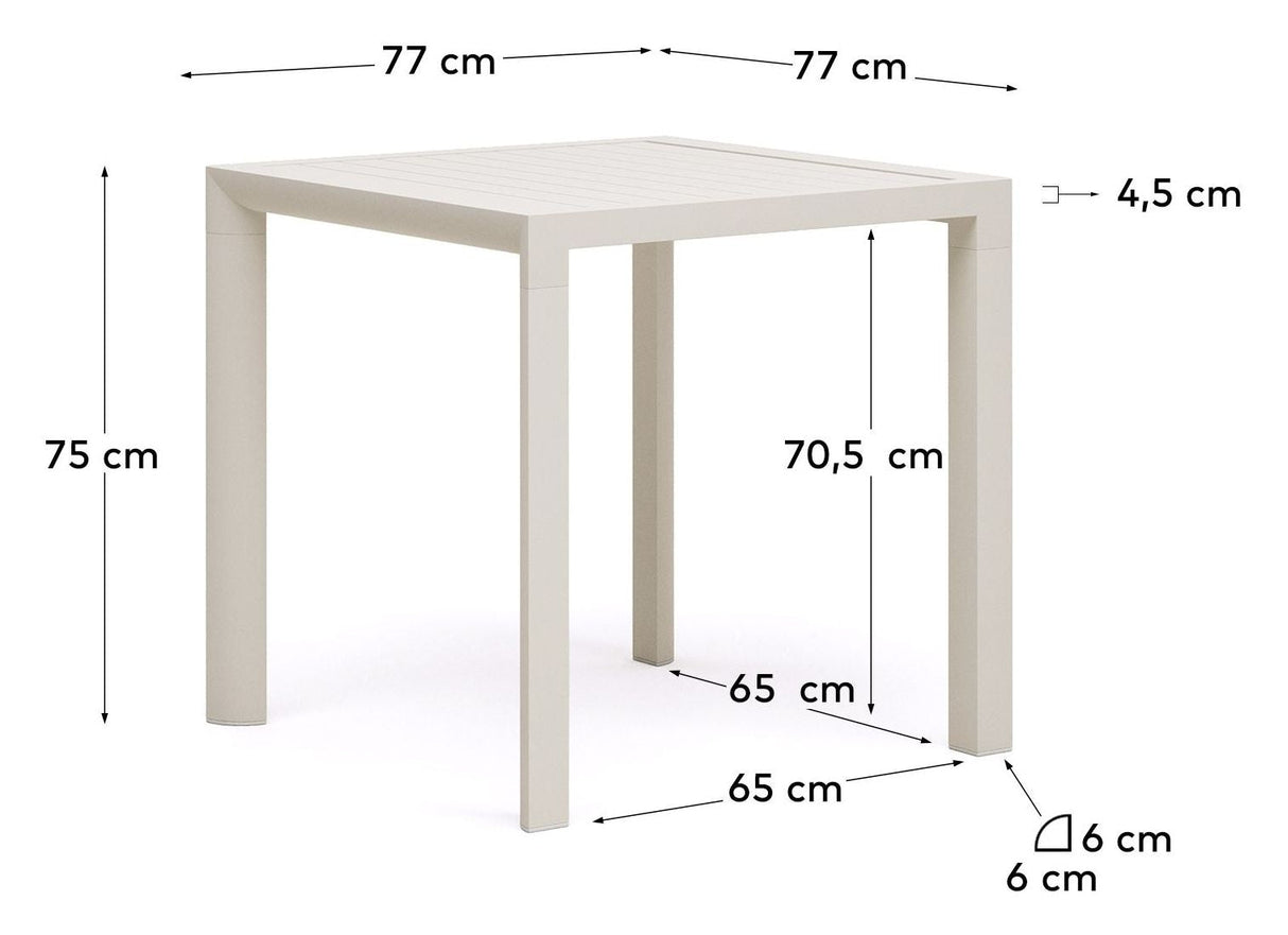 Culip Garden Table, White Alu, 77x77