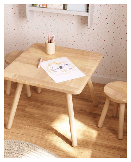 Dilcia Children's Table, 55x55, fast gummiträ