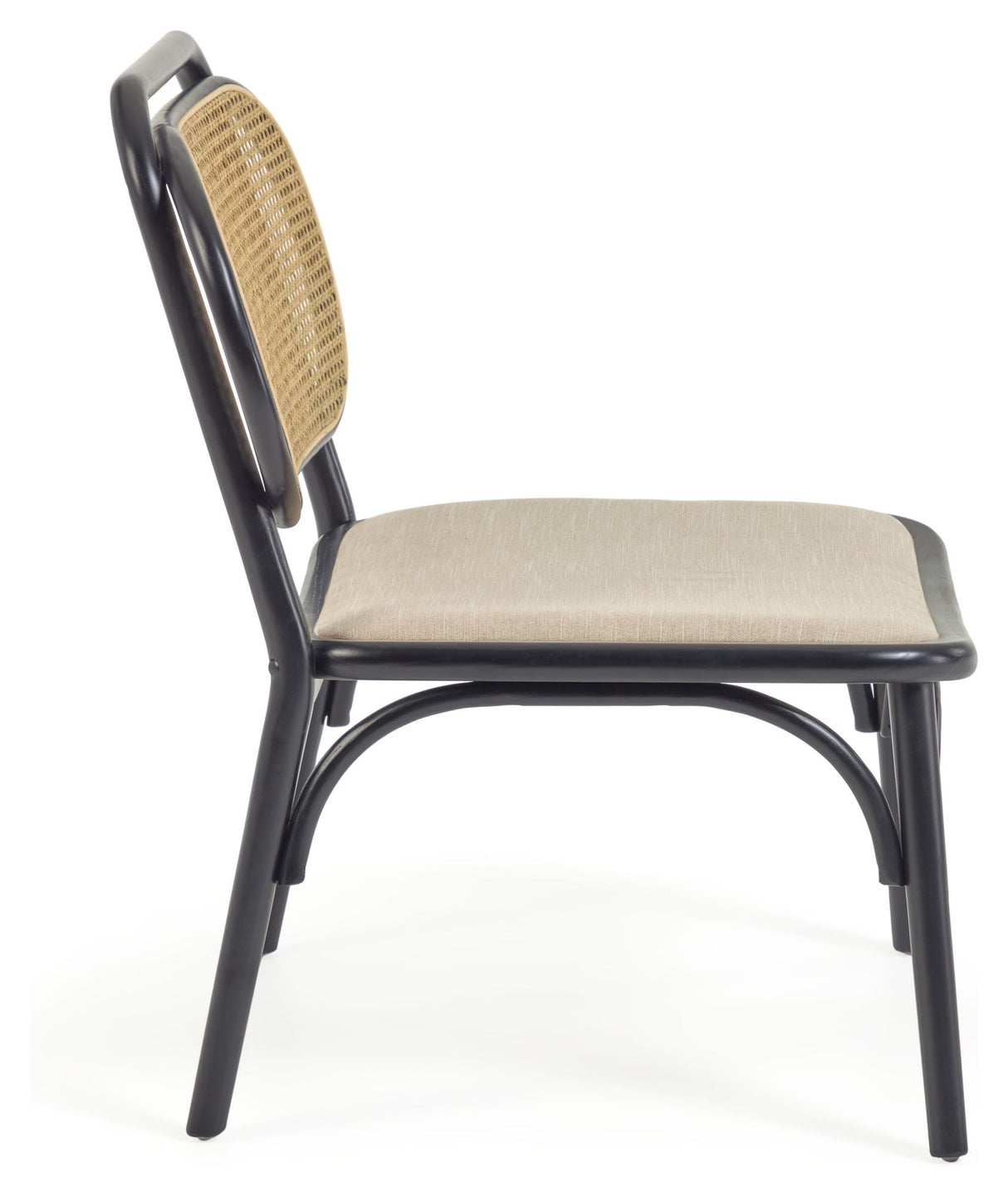 Doriane Lounge Chair, Black-Acquered Solid Elm