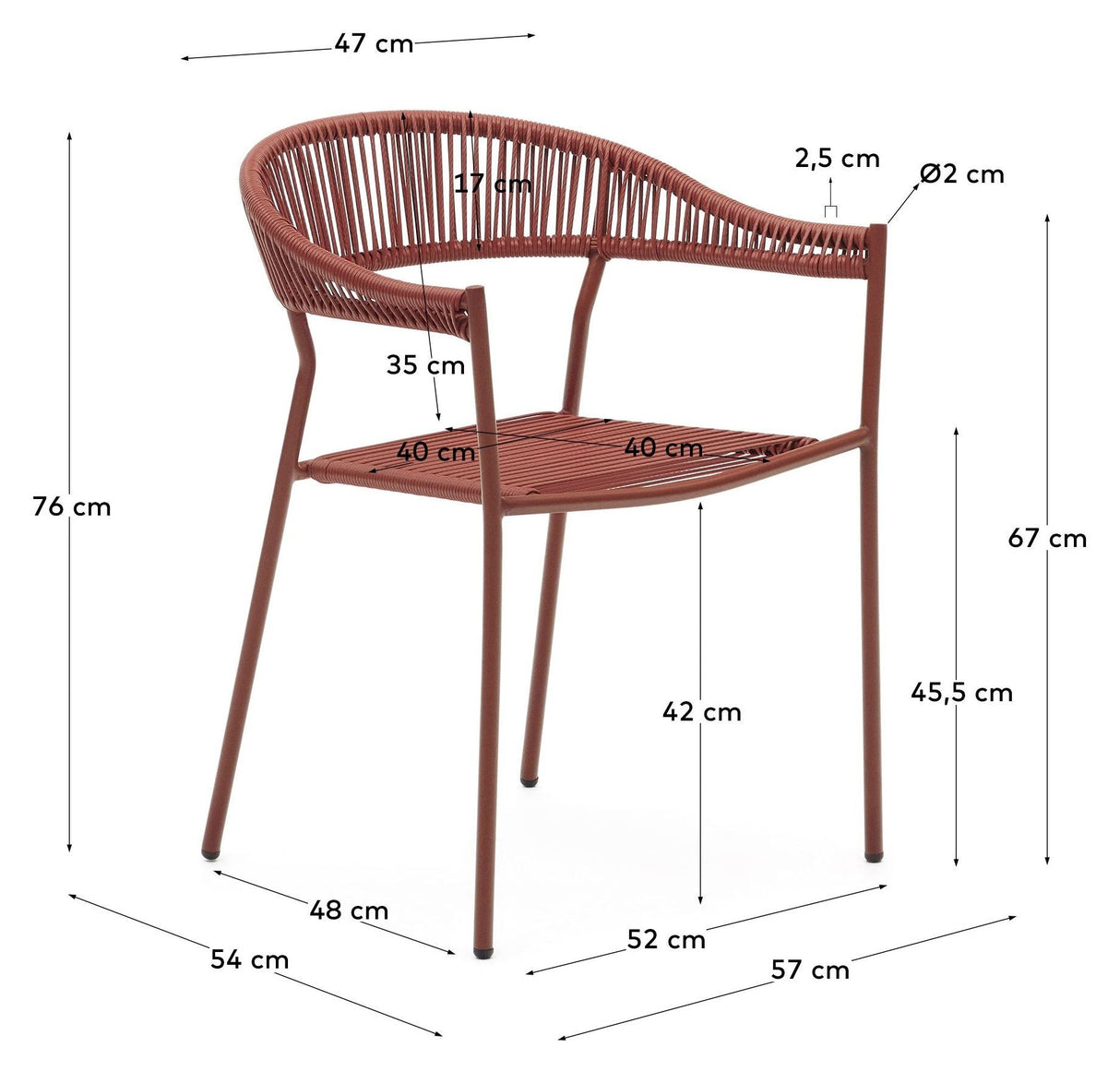 Futadera trädgårdsstol, terrakotta