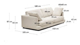 Gala 3-sits soffa, beige chenille tyg