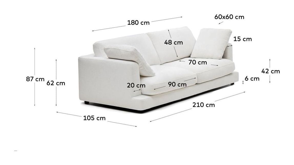 Gala 3-sits soffa, vitt chenille-tyg