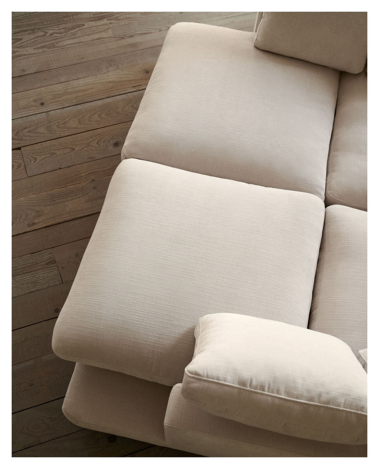 Gala 3-sits soffa med dubbel schäslong, beige chenille tyg