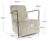 Gamer Lounge Chair, Beige Chenille/Black Metal