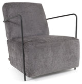 Gamer Lounge Chair, Grey Chenille/Black Metal