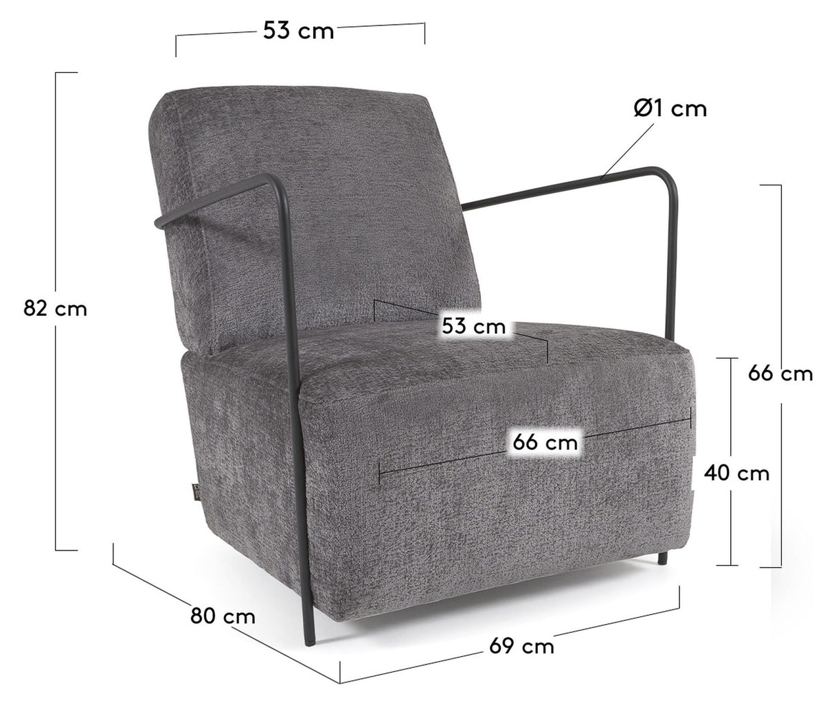 Gamer Lounge Chair, Grey Chenille/Black Metal