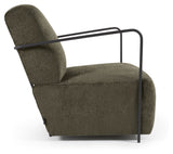 Gamer Lounge Chair, Green Chenille/Black Metal