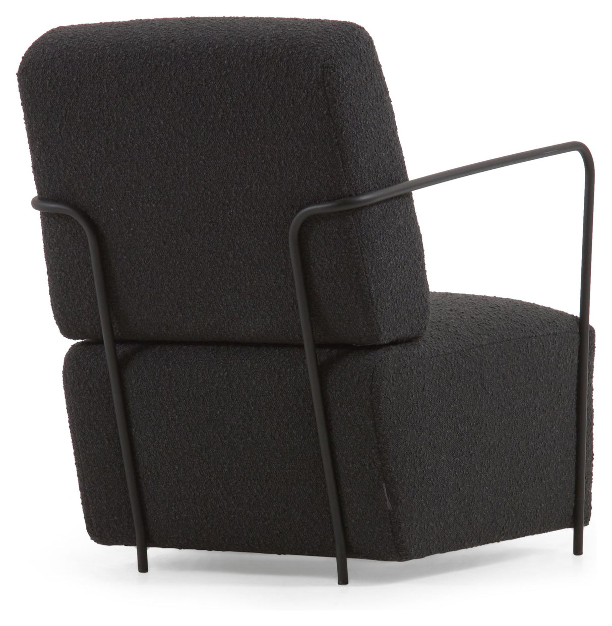 Gamer Lounge Chair, Black Lambskin Look/Black Metal