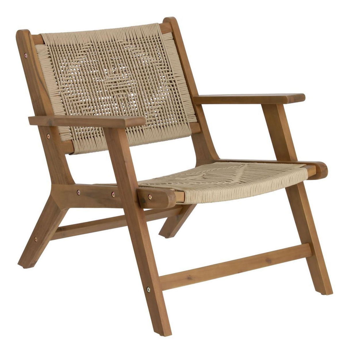 Geralda Lounge Chair, Dark Stained Acacia/Polyrattan flätan