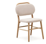 Helda matstol, beige chenille och solid ek