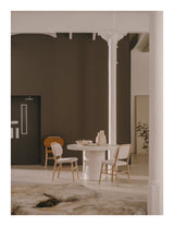 Helda matstol, beige chenille och solid ek