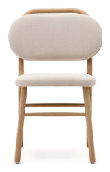 Helda matstol, beige chenille och solid ek