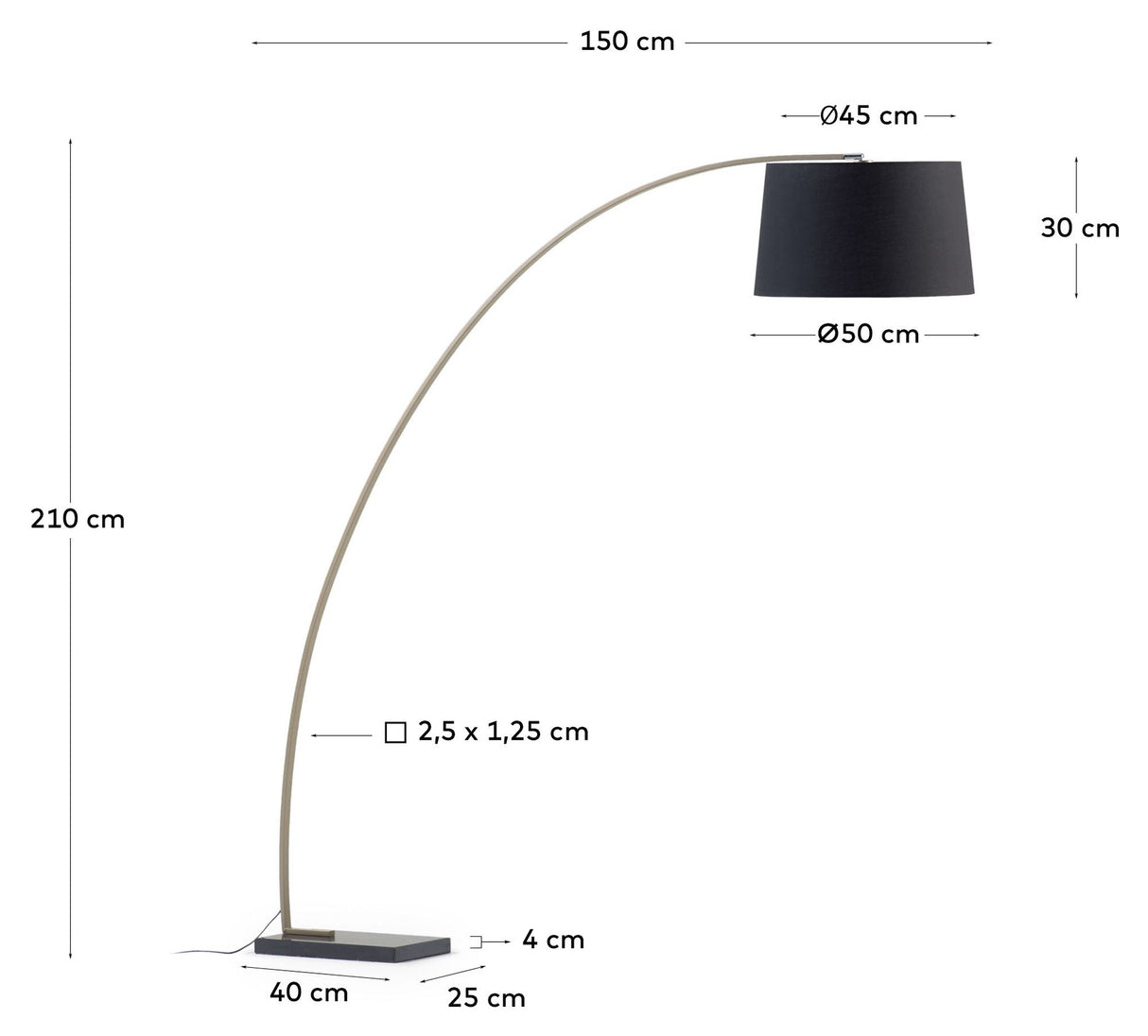 Juhe golvlampa, guldmetall/svart marmor