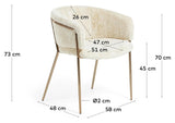 Konnie Dining Chair, White Teddy/Copper