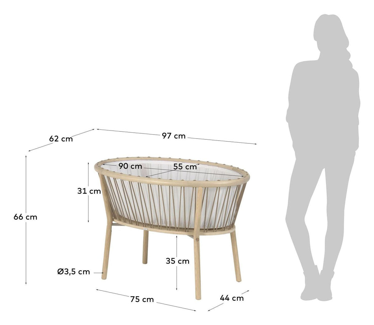 Leonela baby säng med madrass 97x62