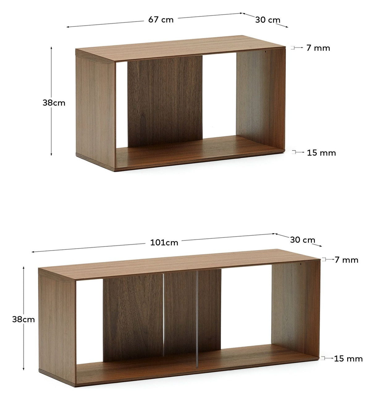 Litto hylluppsättning av 4 moduler, valnöt definiera, 168x76