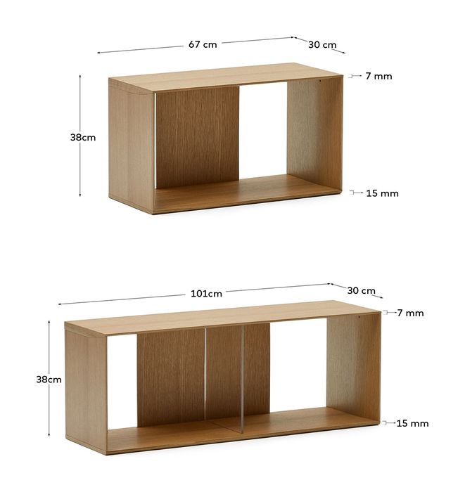 Litto hylluppsättning av 4 moduler, Oak Veneer, 168x76