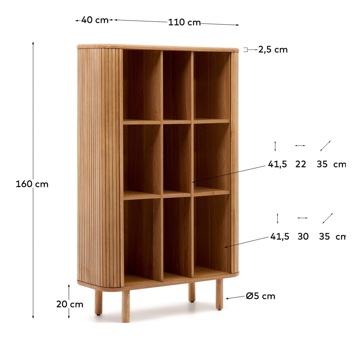 Mailen High Sideboard med 2 dörrar, Ash Veneer/Natural Finish, 110x140