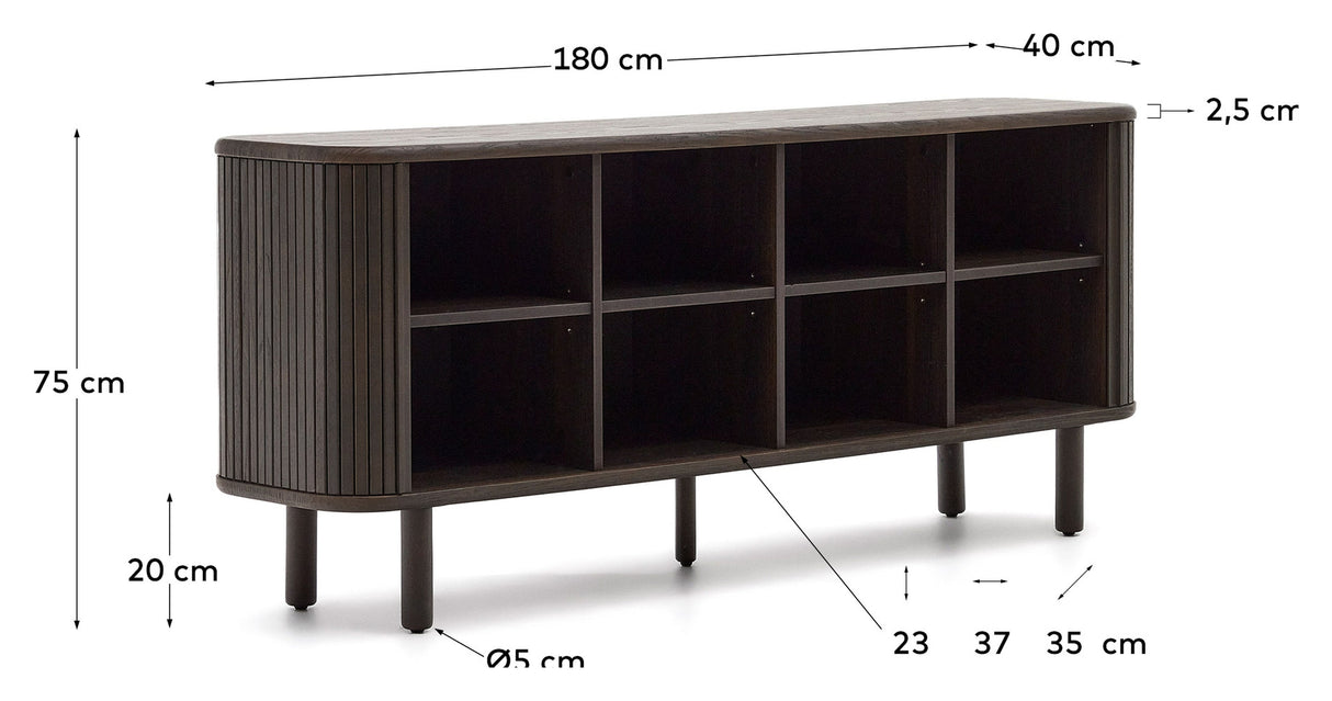 Mailen skänk med 2 dörrar, askfanér/mörk finish, 180x75