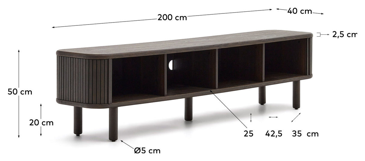 Mailen TV-bord med 2 dörrar, Ash Veneer/Dark Finish, 200x50