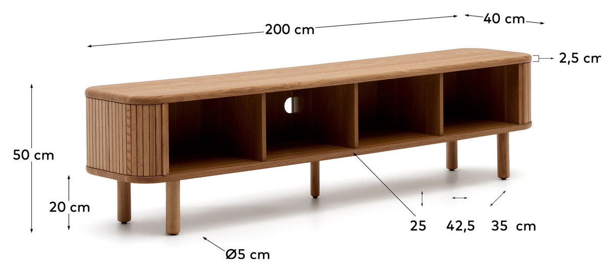 Mailen TV-bord med 2 dörrar, Ash Veneer/Natural Finish, 200x50