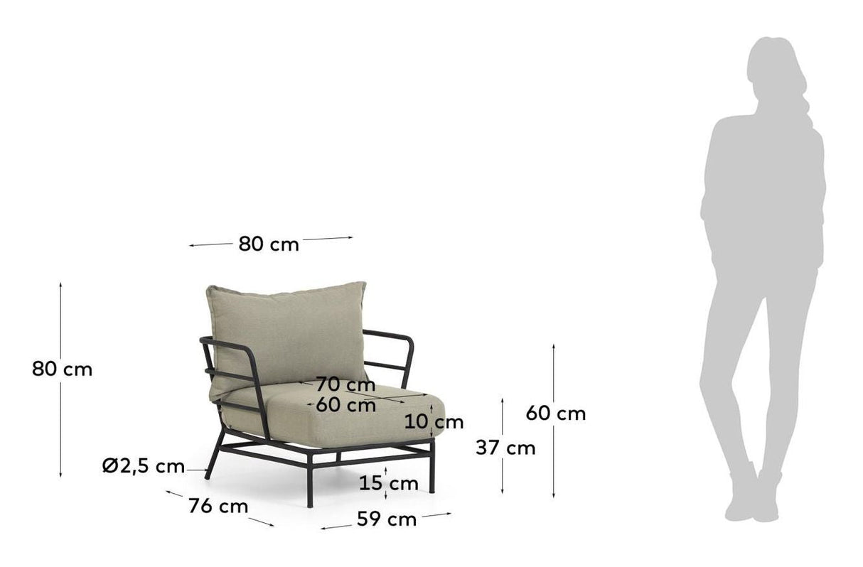 Mareluz lounge stol med kuddar svart/grå