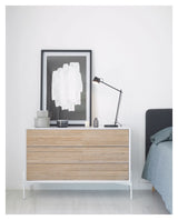 Marielle Chest w. 3 lådor, B116, vit/askfanér