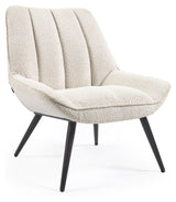 Marline Lounge Chair, White Lambskin Look/Black Metal