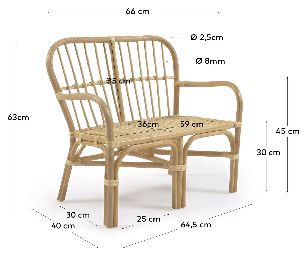 Marzieh Children's Bench i Rattan