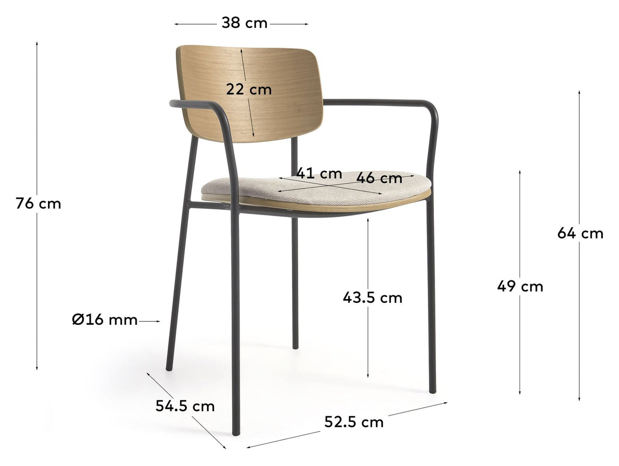 Maureen Dining Chair, Oak Veneer/Beige Fabric