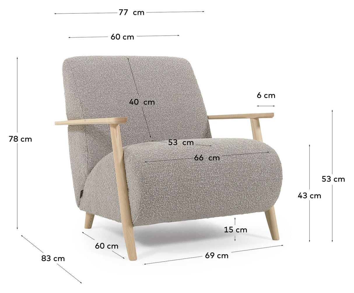 Meghan lounge stol, brun lammskinn look/fråga