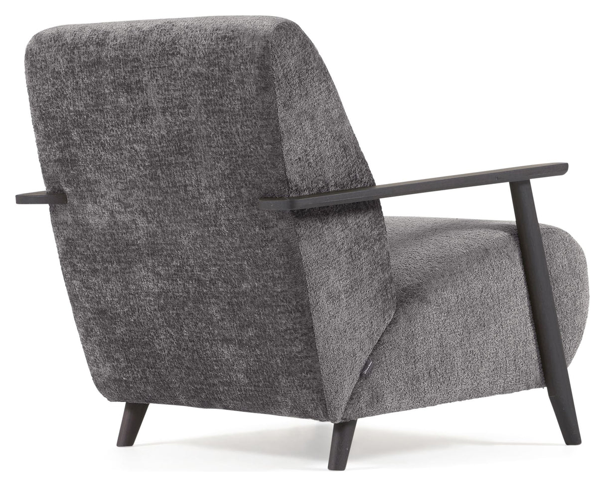 Meghan Lounge Chair, Grey Chenille/träben Wenge Finish