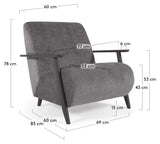 Meghan Lounge Chair, Grey Chenille/träben Wenge Finish