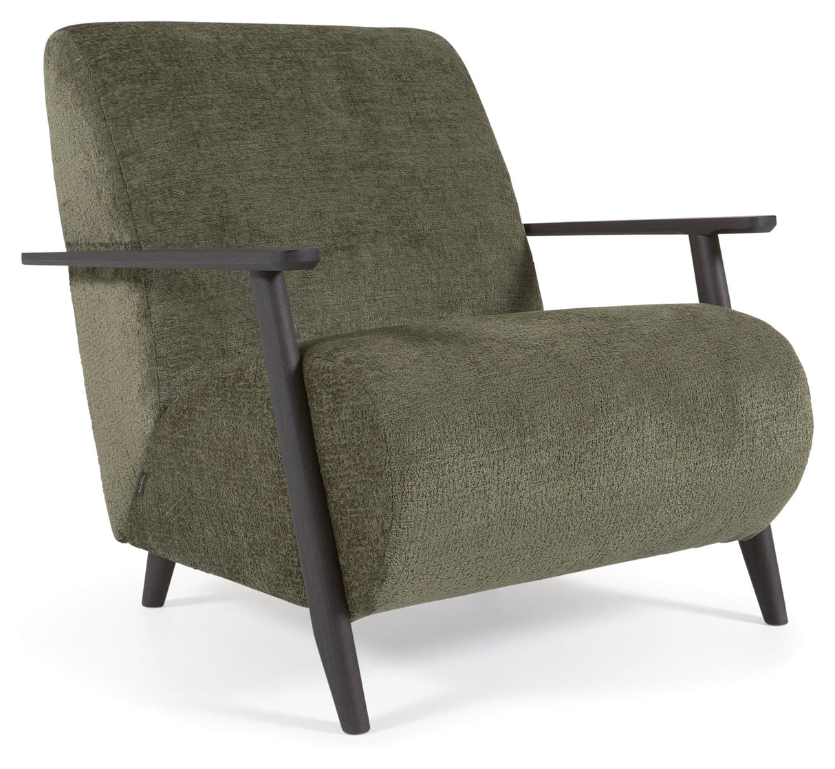 Meghan Lounge Chair, Green Chenille/träben Wenge Finish