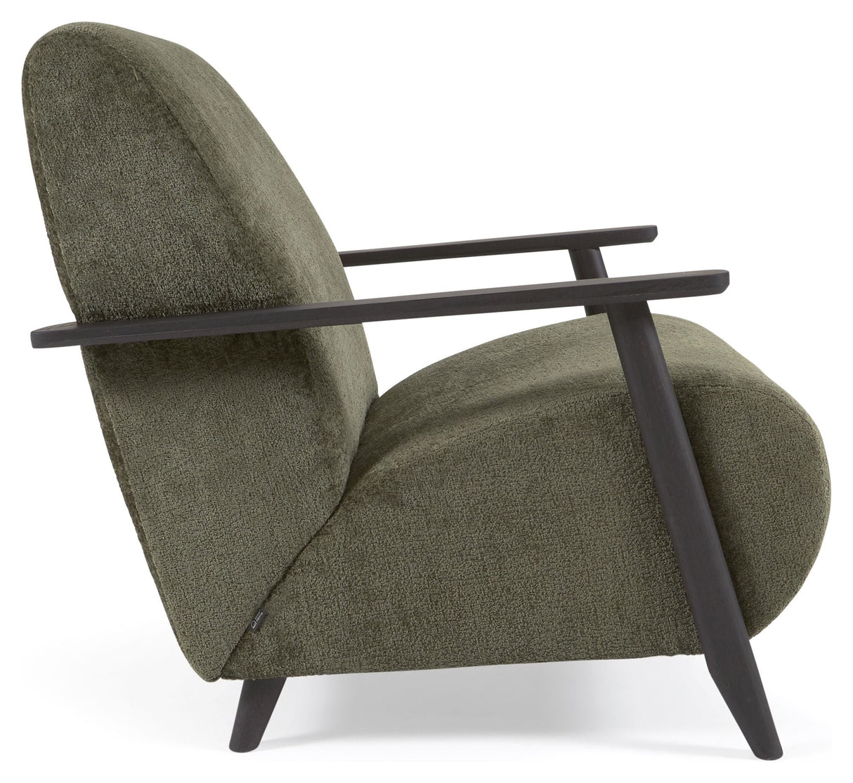 Meghan Lounge Chair, Green Chenille/träben Wenge Finish