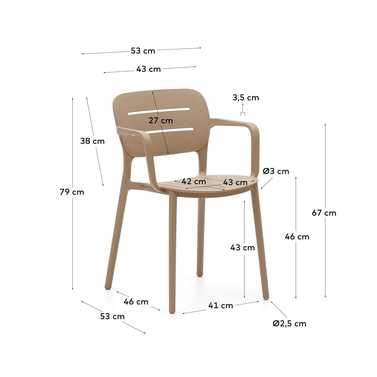 Morella Garden Chair, Beige Plastic