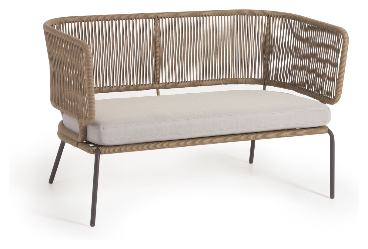 Nadin Lounge soffa, beige rep/galvaniserat stålben