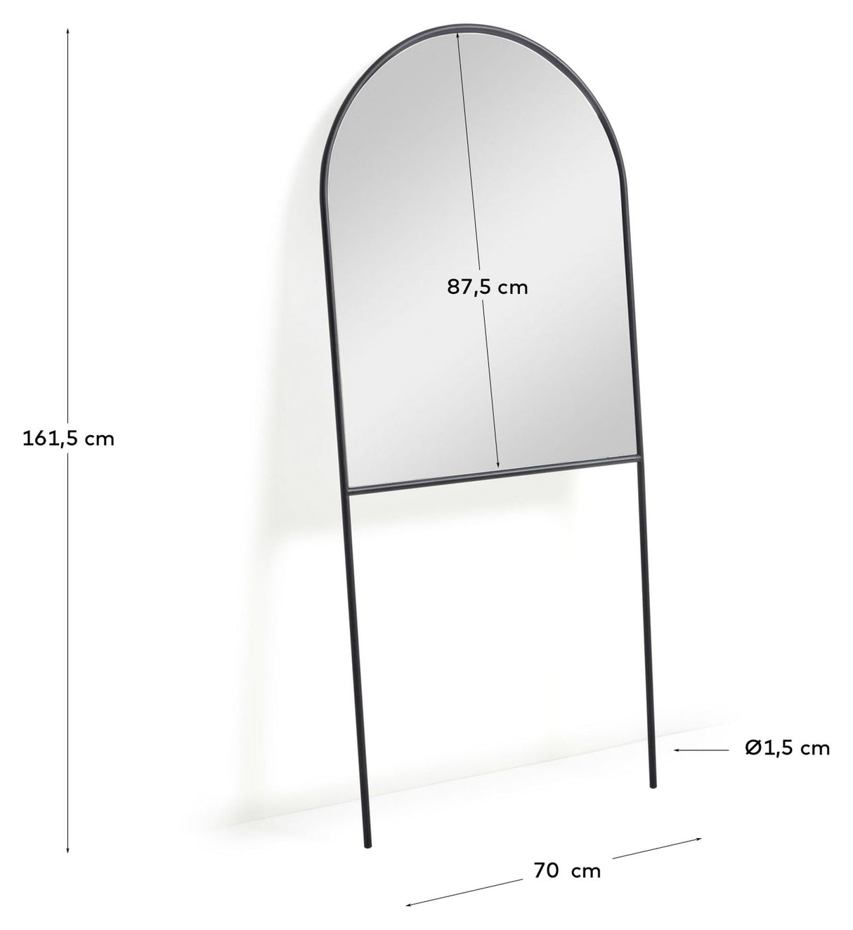 Nazara Mirror With Black Metal Frame, 70x161