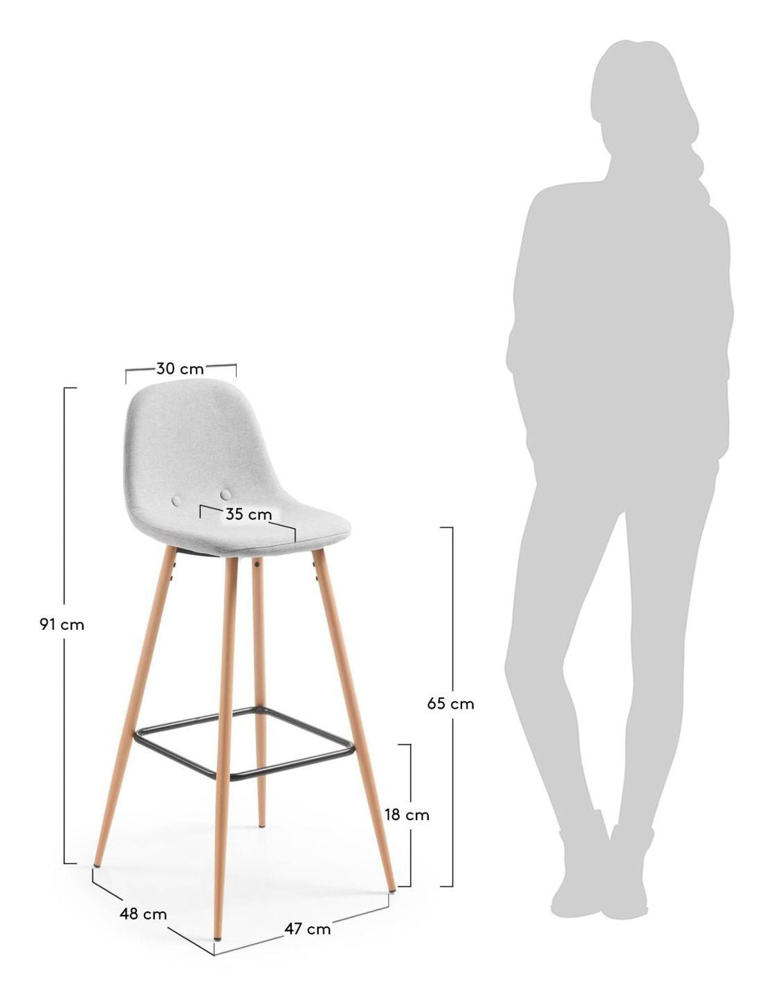 Nilson Barstol ljusgrå, SH: 65 cm