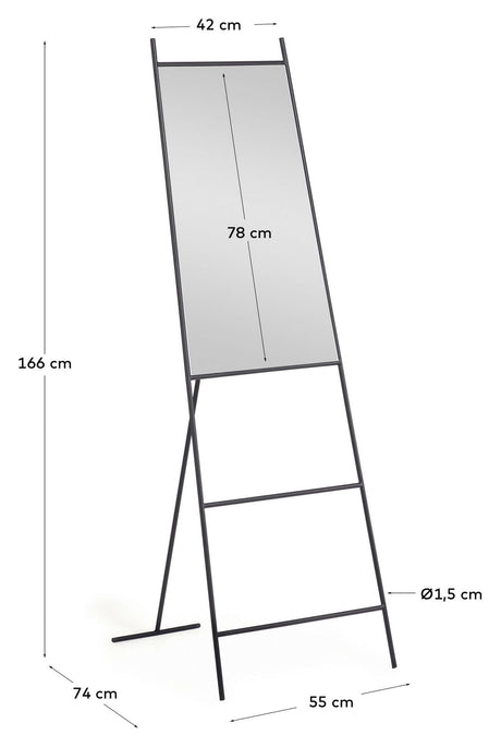 Norland Mirror With Black Metal Frame, 55x166