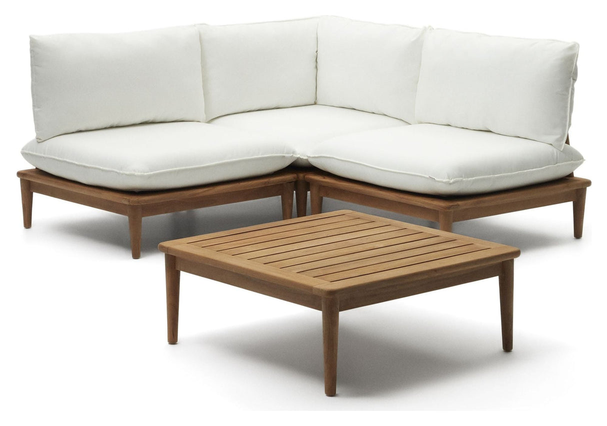 Portitxol 4-delad lounge, naturlig teak