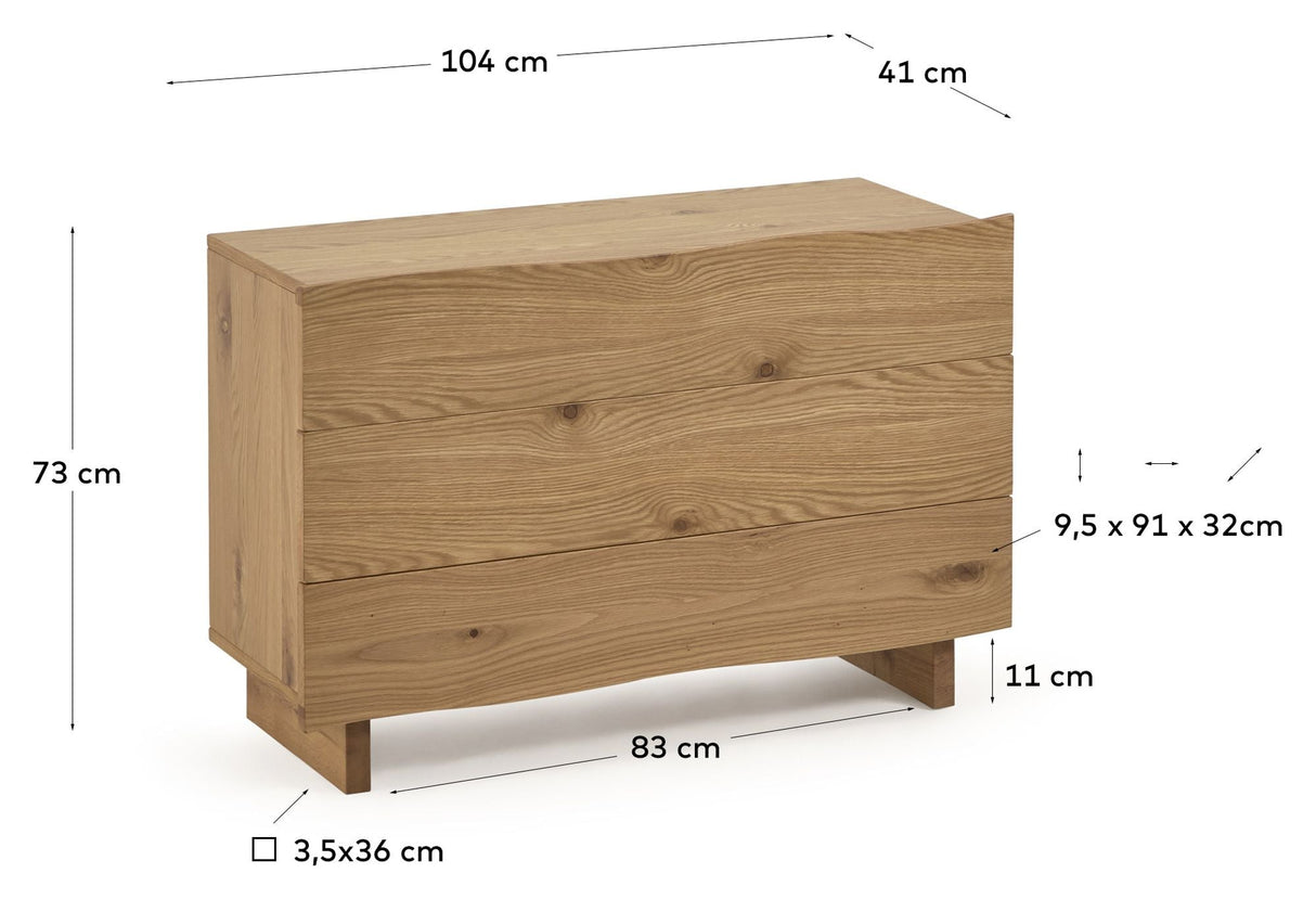 RASHA CHEST W. 3 lådor, 104x73, ekfanéer