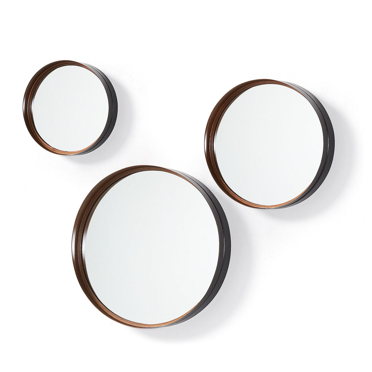 Strap Mirror Set w/3 svart/koppar