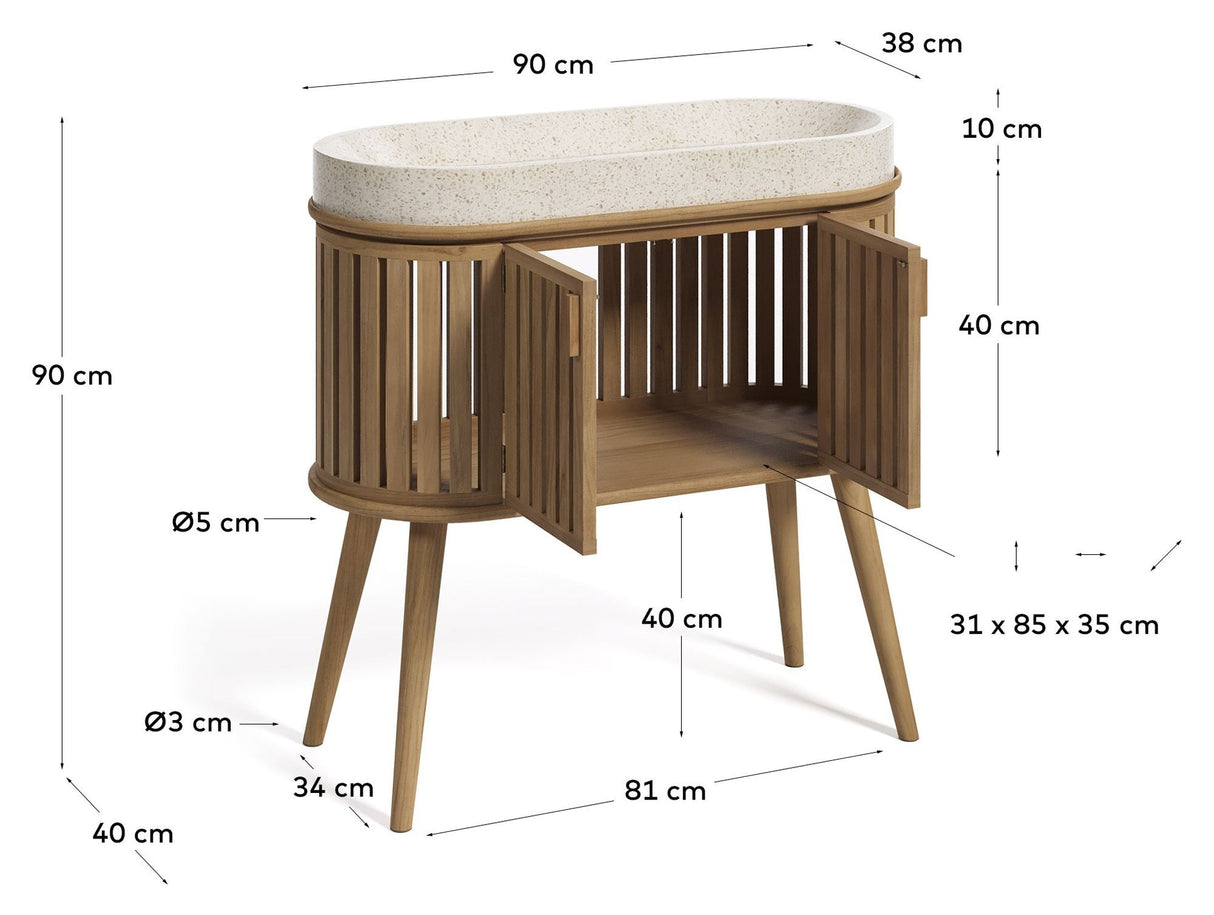 Rokia badrumsskåp med handfat, solid teak